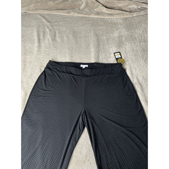 Nine West  Wide Leg Pull On Elastic Waist Pants  Black and Gold PLUS 3XL - Picture 6 of 13